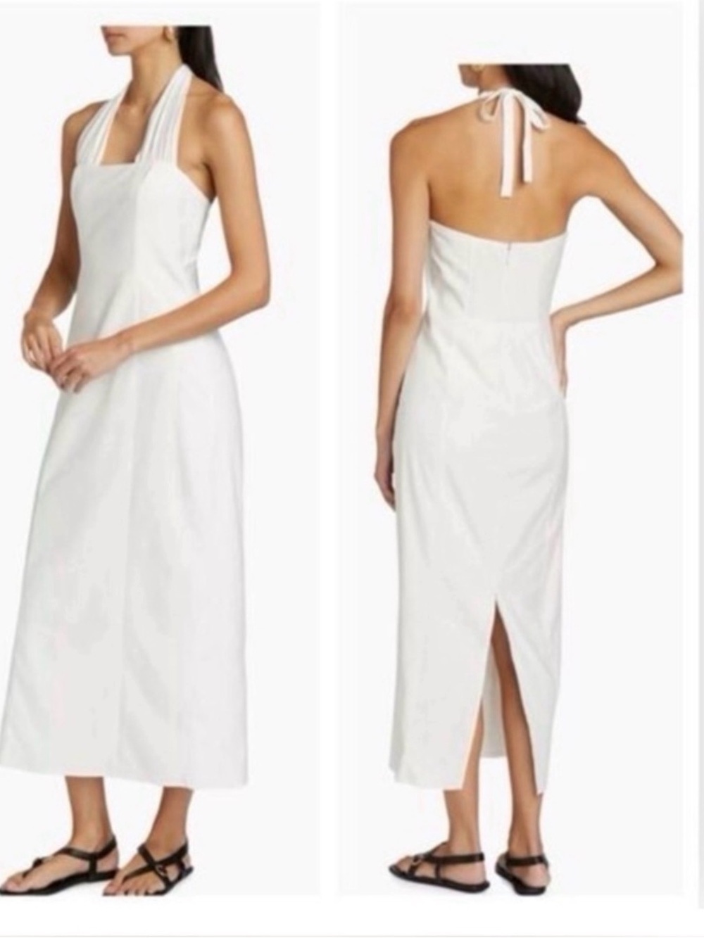 Reformation Bessi Linen Halterneck Midi-Dress Size 6 B1208